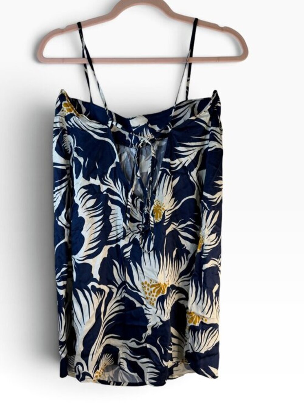 NWT Maaji Floral Mini Dress- S- Navy Ivory Mustard Tropical Viscose- MSRP $148